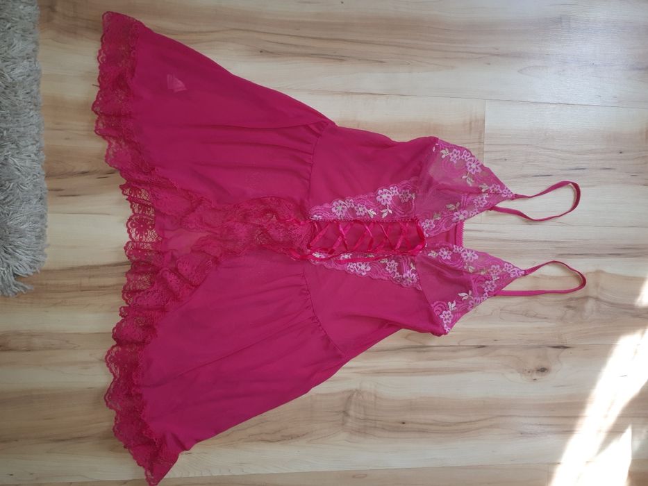 Koszula nocna seksi seksowna S koronka siateczka