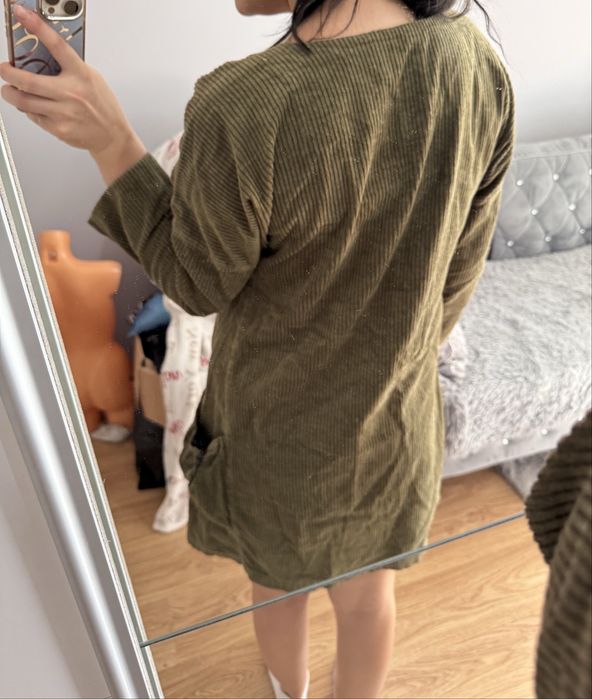 Gudrun Sjöden – sukienka/tunika z prążkowanej 100% bawełny, khaki/oliwkowa