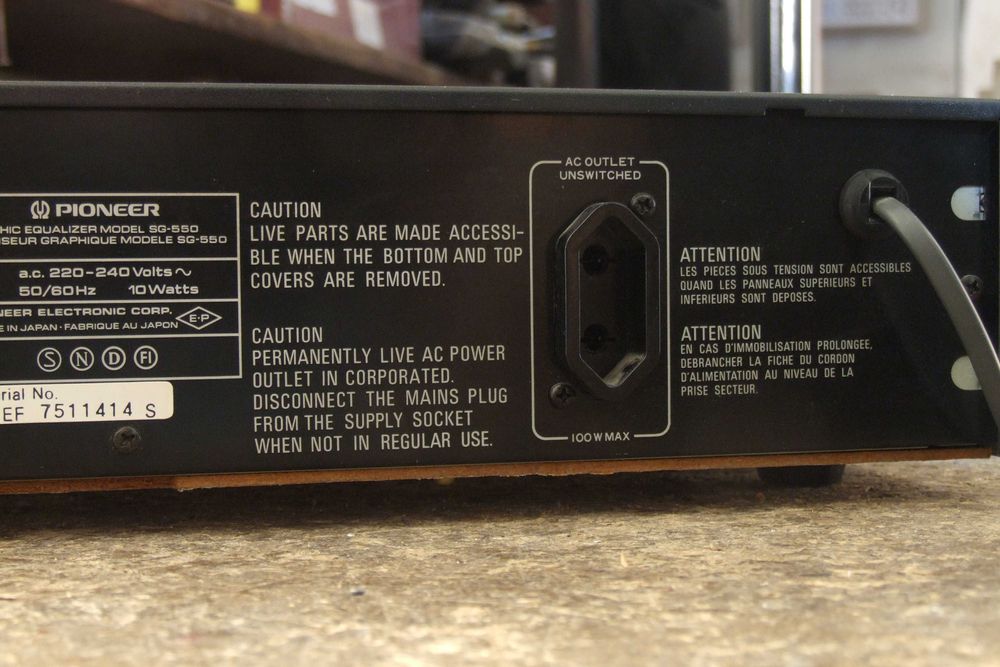 Equalizador Pioneer SG-550 de 1984 Vintage!