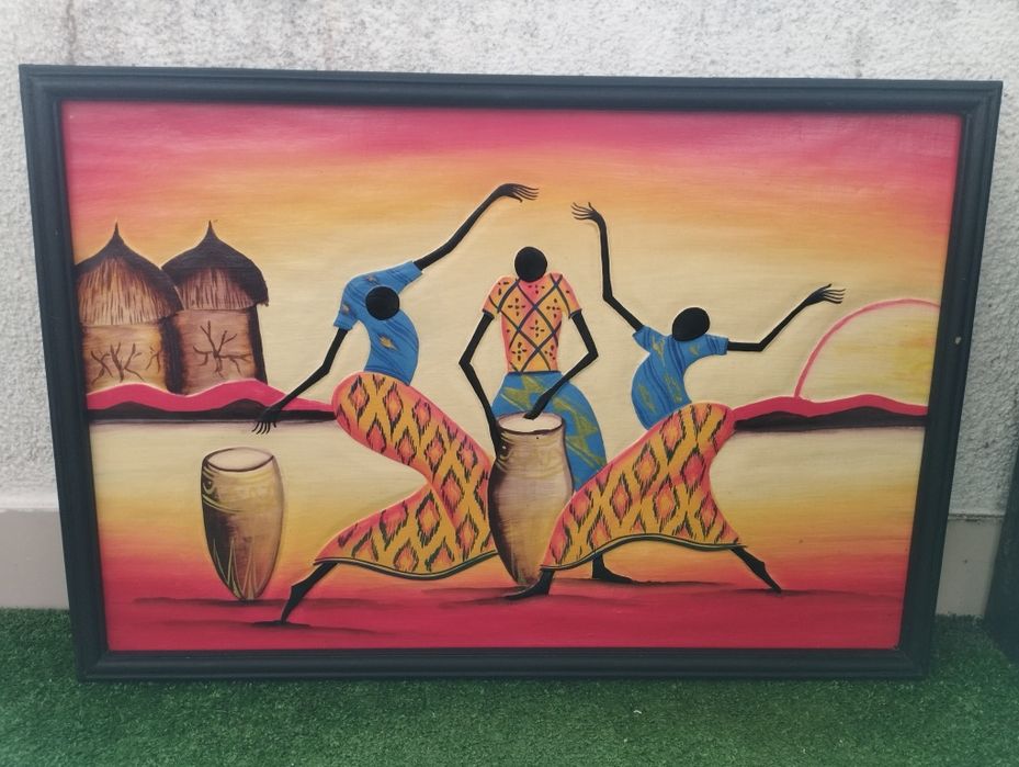 Quadros africanos decorativos com alto relevo