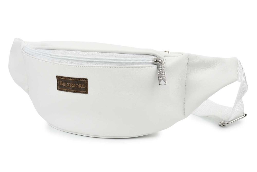 NERKA saszetka biodrówka eko skórzana gładka N149 biała