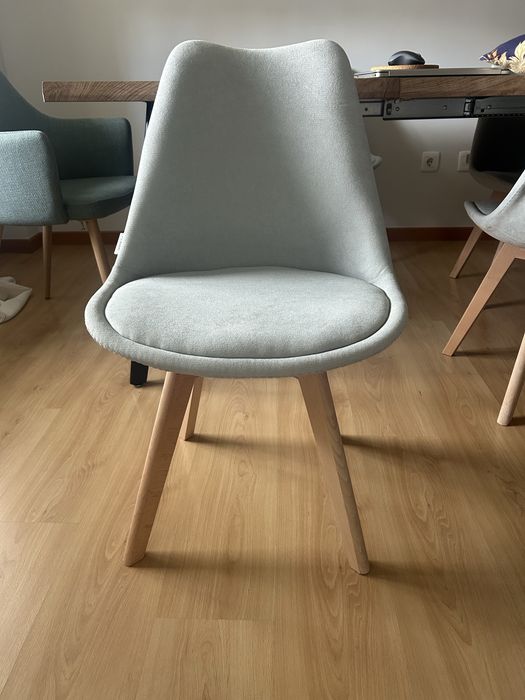 Conjunto de 4 cadeiras verde-cinza