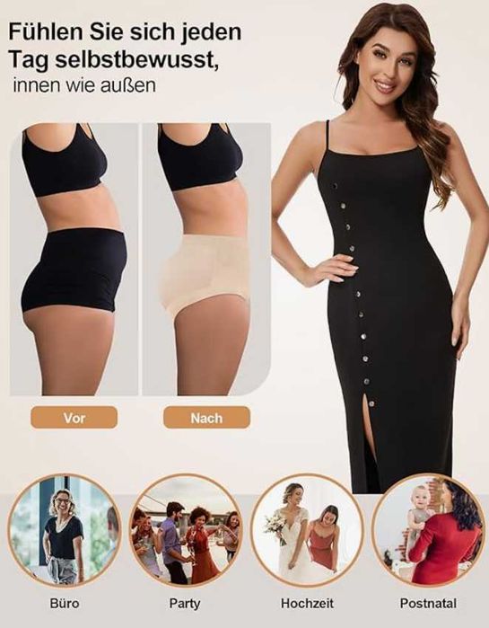 SIMIYA majtki modelujące XXL | wysoki stan | kontrola brzucha | beżowe