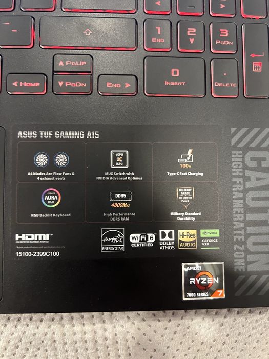 Notebook gamer Asus A15 RTX 4060 ryzen7
