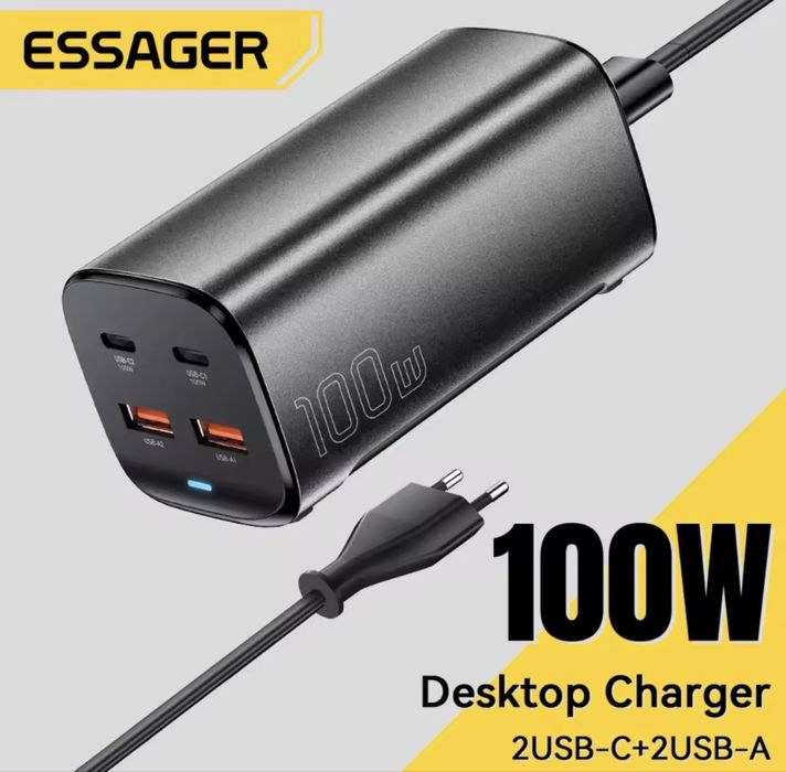 Зарядний пристрій Essager 100W  2USB-C+2USB-A