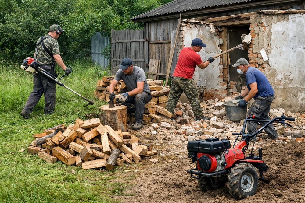 Спил дерев покос трави демонтаж стін мотоблок