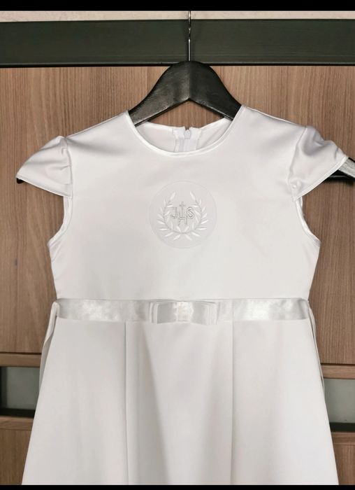 Sukienka komunijna r. 140 + bolerko + torebka  kolor I Komunia ivory/e