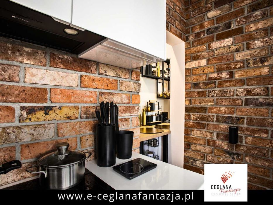 płytki z cegły rozbiórkowej, płytki ceglane, cegła na ścianę, montaż