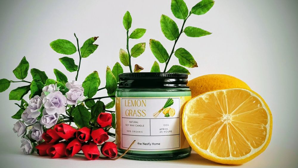 Świeca sojowa, Trawa cytrynowa 100ml, Cytryna–naturalna, handmade, eko
