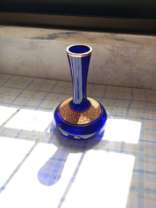 Jarra vintage azul cobalto Barthmann com dourado