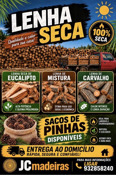 Lenha seca Eucalipto/Mistura/Carvalho