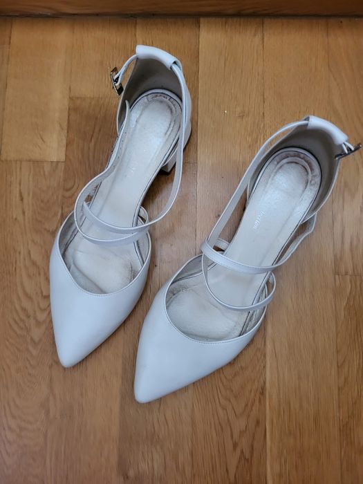 Czółenka ślubne na 4 cm obcasie - KOTYL 9917 ECRU PERŁOWE