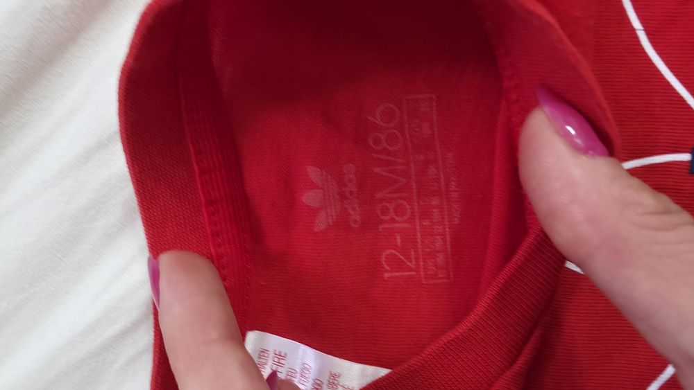 Czerwony t-shirt adidas niemowlęcy bluzka koszulka