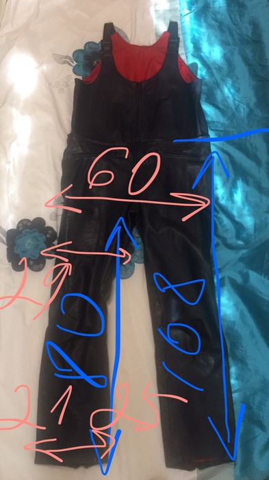 Шкіряний чоловічий  комбез XL, , заміри на фото