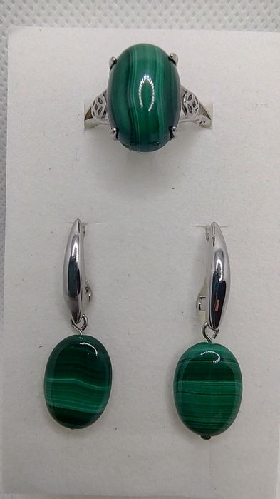 Malachit. Nowy pierścionek i kolczyki.