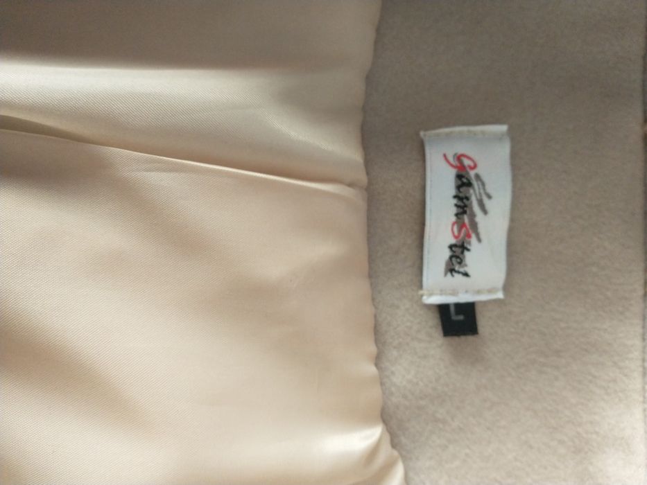 Płaszcz wełniany GemStel r.L r.40 42 zimowy beżowy elegancki ślubny