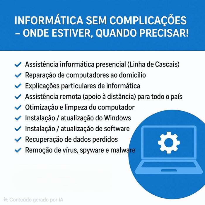 Assistência informática no local ou remotamente