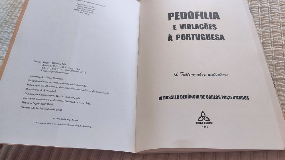 Livro Pedofilia e Violações à Portuguesa - Carlos Paço d'Arcos M*RDA