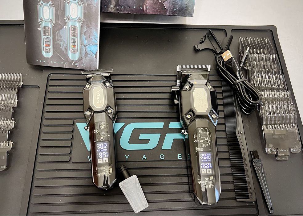 Комплект для стрижки 2 в 1 VGR BLACK (машинка+тример,10 насадок) lux