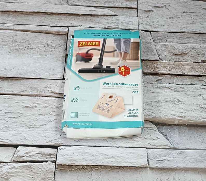 Worki do odkurzaczy z papieru filtracyjnego Zelmer 6 sztuk + 1 filtr