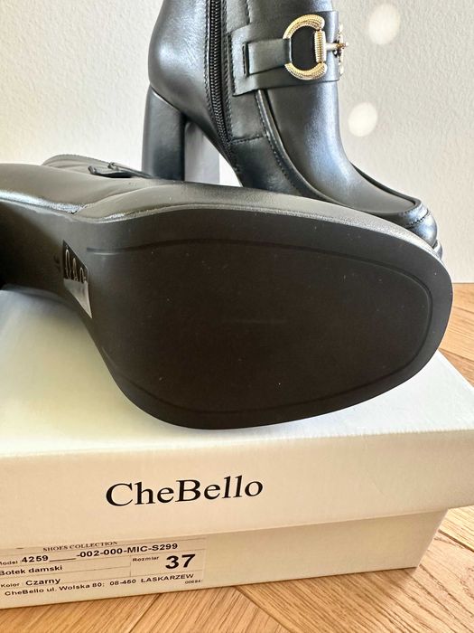 NOWE! Botki damskie CheBello 4259 skóra naturalna, na wysokim obcasie!