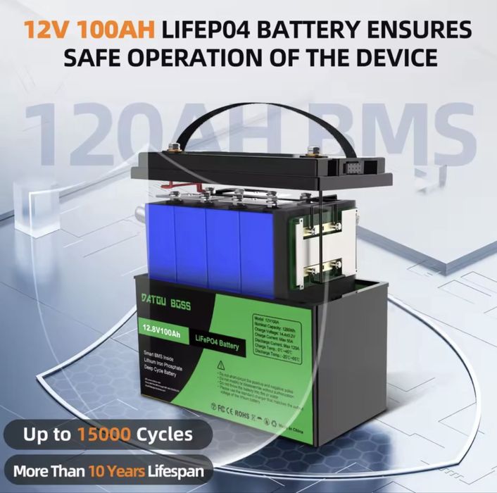 Акумулятор LiFePO4 12В 100А DATOU BOSS·г | BMS 100A | Новий