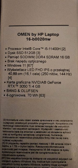 Laptop HP Omen RTX 3050Ti