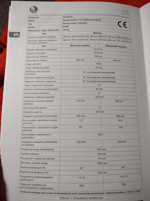 Wózek inwalidzki Vermeiren D 200P
