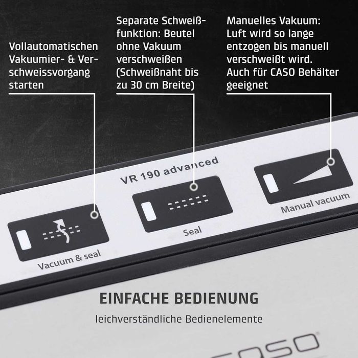 Caso VR390 VR190 полупрофесссиональный вакууматор вакуматор упаковщик