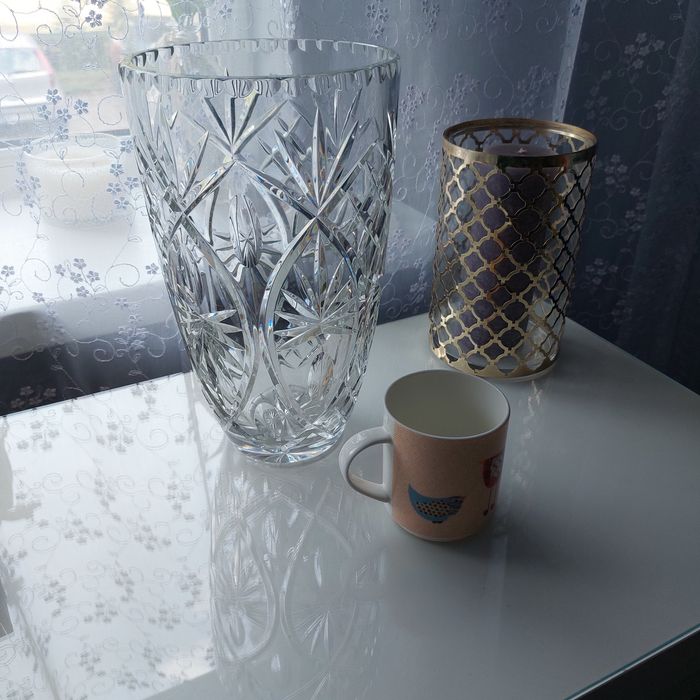 Wazon wysoki 29cm. Kryształ  z PRL-u ciężki