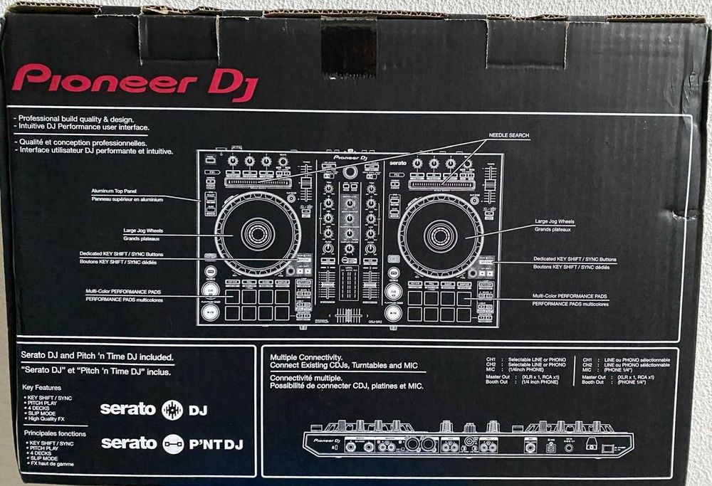 Controlador DJ Pioneer DDJ-SR2 com expansão Serato Pitch 'n Time DJ