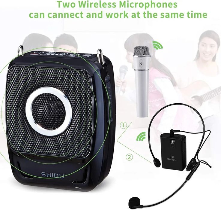 Przenośny wzmacniacz głosu głośnik z mikrofonami dla przewodnika shidu