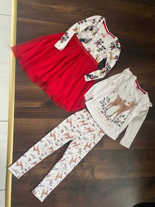 Ubranka dla dziewczynki r. 110 motywy bożonarodzeniowe