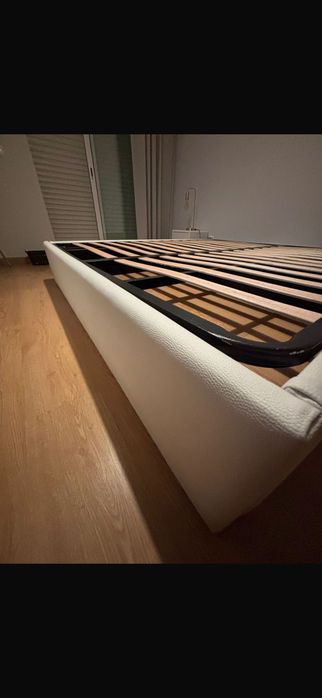 Sommier branco em tecido + estrado 180 x 200
