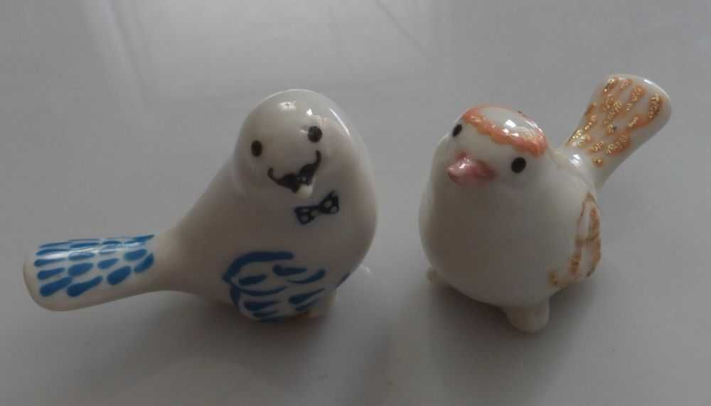 Porcelanowe ptaszki Para Młoda On i Ona ozdoba dekoracja ślubna słodki