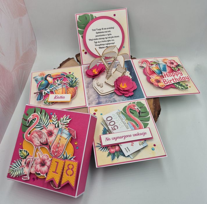 ExplodingBox hawajski prezent URODZINY 18 30 40 ALOHA