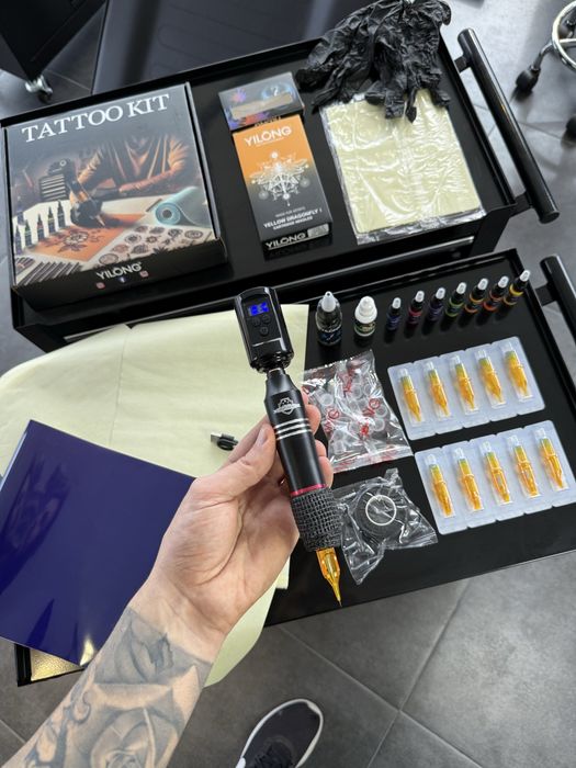 Kit Tattoo COMPLETO Máquina Pen Sem fios / Pele Treino etc