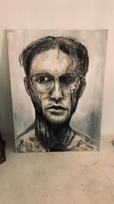 Obraz Portret 60cm x 80cm Mężczyzna w Okularach Akryl