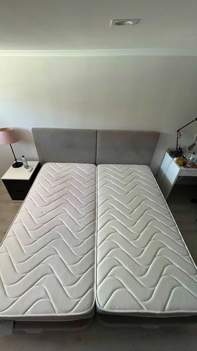 Conjunto de 2 Sommier com arrumação e cabeceiras 90x190