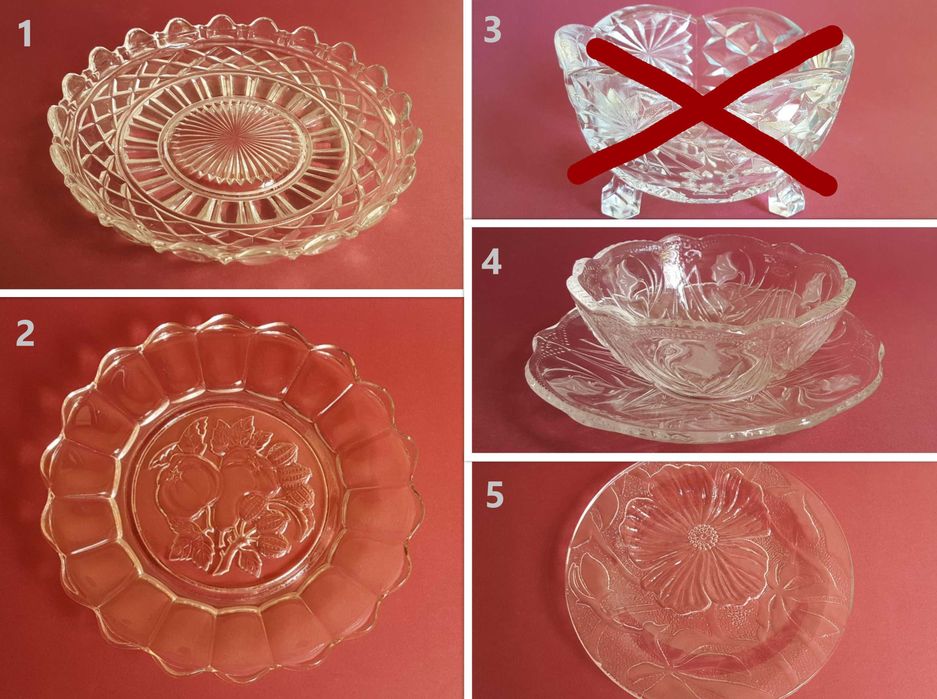 Pratos e Taças de Vidro Lapidado Vintage