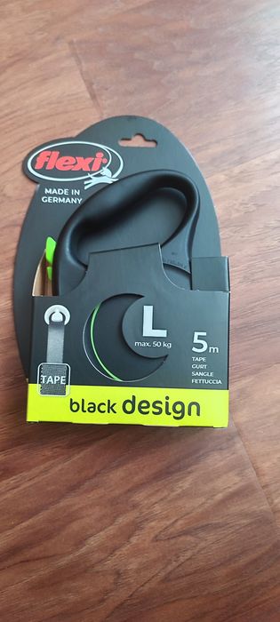 Повідець-рулетка Flexi Black Design L для собак до 50 кг, 5 м, стрічка
