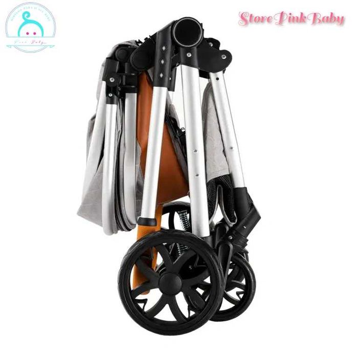 Carrinho de bebé 3 em 1 PinkBaby - LUXUS MAGIC - Cinza Claro Gold