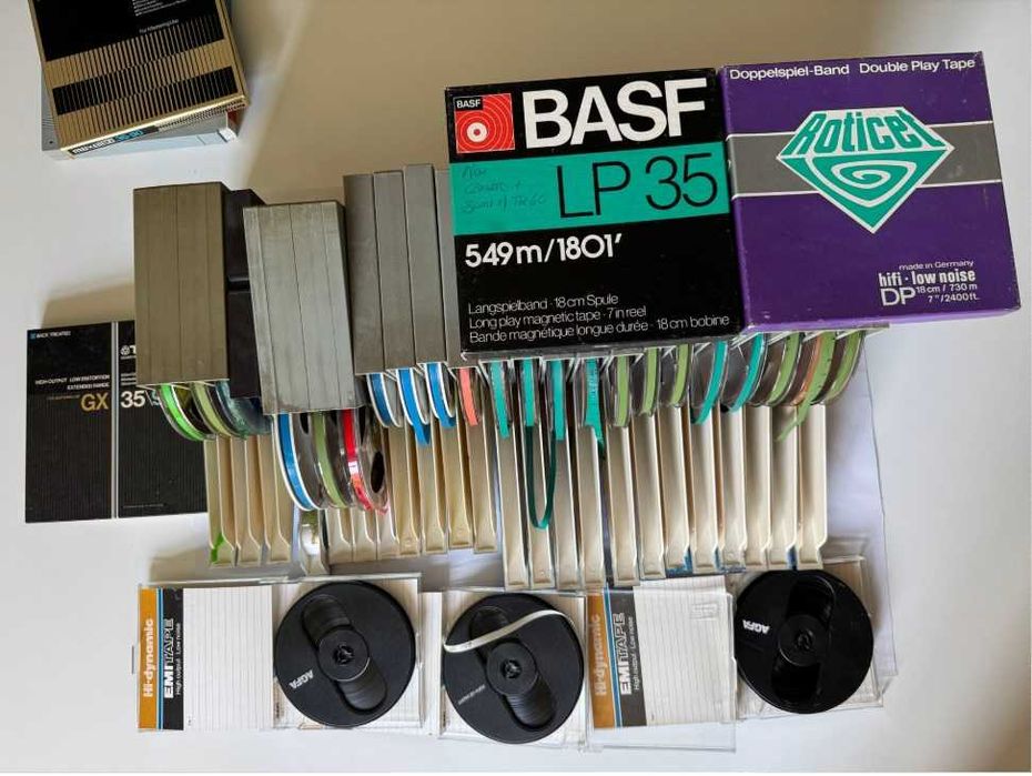 Taśmy szpule magnetofonowe. Zestaw 29 szt. TDK BASF AGFA SCOTCH