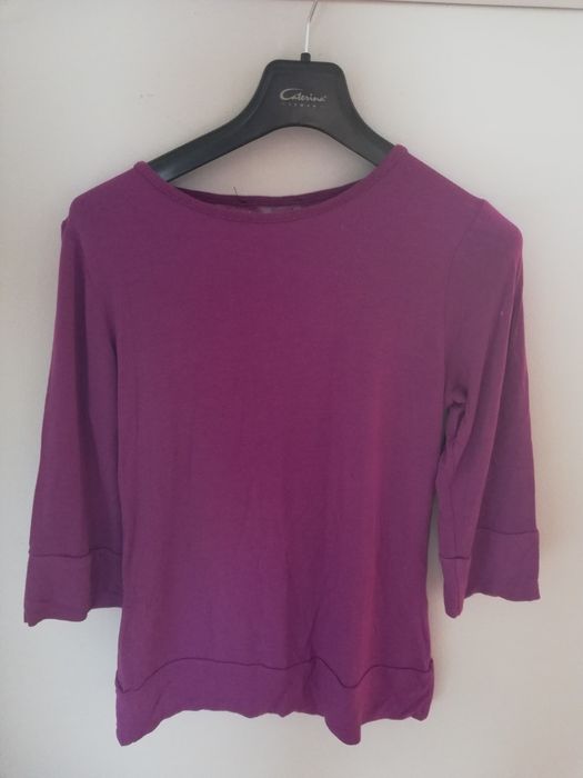 Fioletowa bluzka 3/4 z koronkowym tyłem