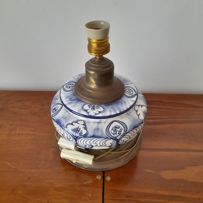 Candeeiro vintage ceramica metal
