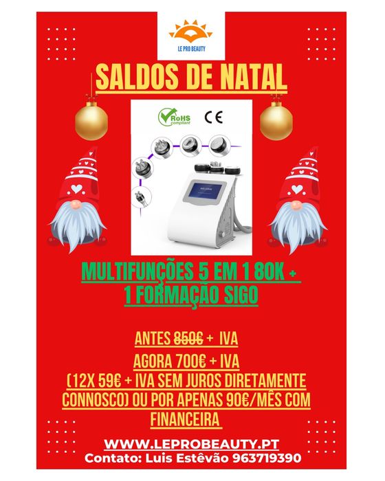 Multifunções 5 em 1 Cavitação 80k Radiofrequência + Curso