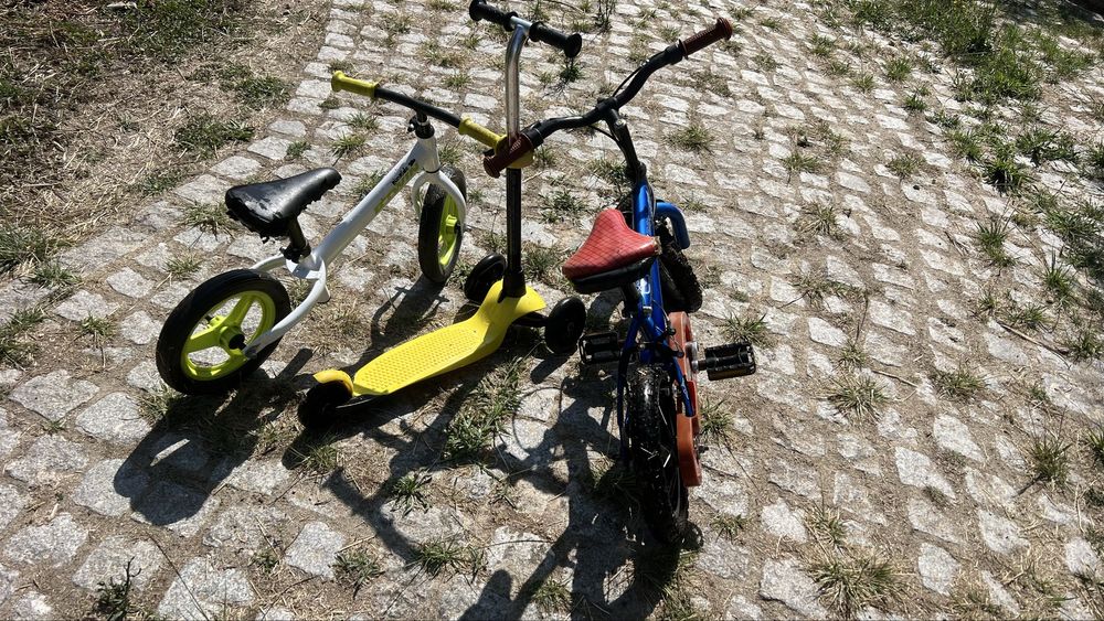 Bicicleta+trotinete+baloiço criança