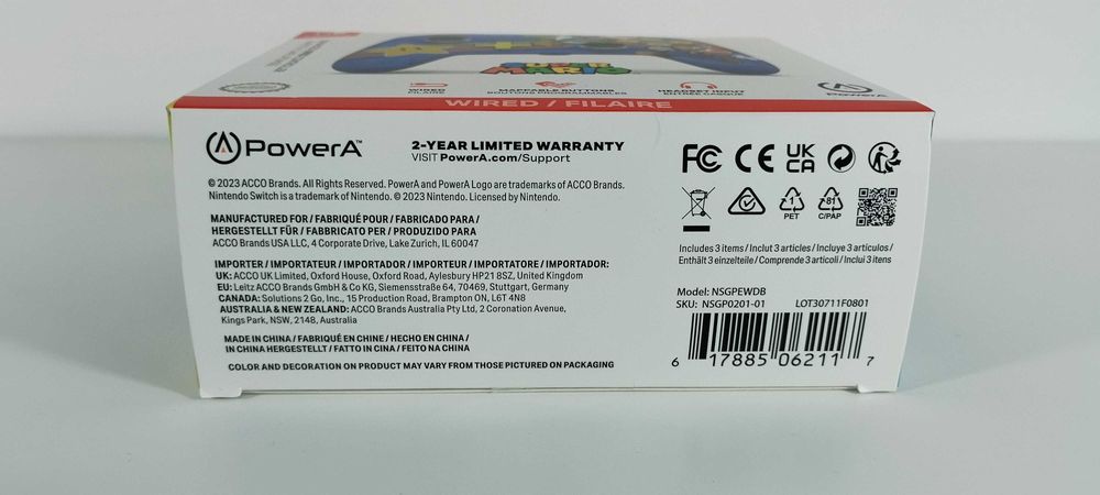 Comando com fios PowerA - Nintendo Switch - Mario64740128742531123