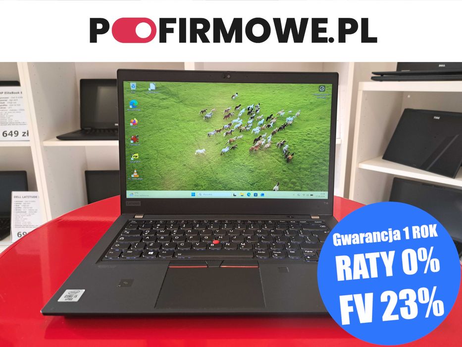 A-Klasa 14" Laptop Lenovo ThinkPad T14 G1 i5-10gen 16GB/256SSD FullHD IPS Modem Sim LTE HDMI Win11 Gwarancja 12mc Faktura 23%