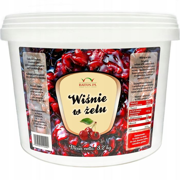 Wiśnie W Żelu 60% Frużelina 3,2 Kg